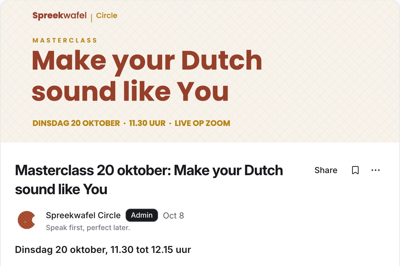 A masterclass by Jacky in Spreekwafel Circle, Make your Dutch sound like You